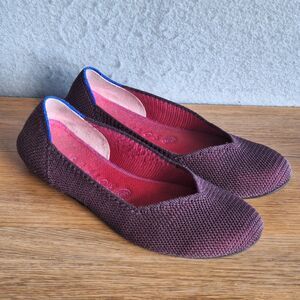 Rothy’s The Flats Women 8.5 Berry Lattice Stitch Round Toe Knit Slip On Retired